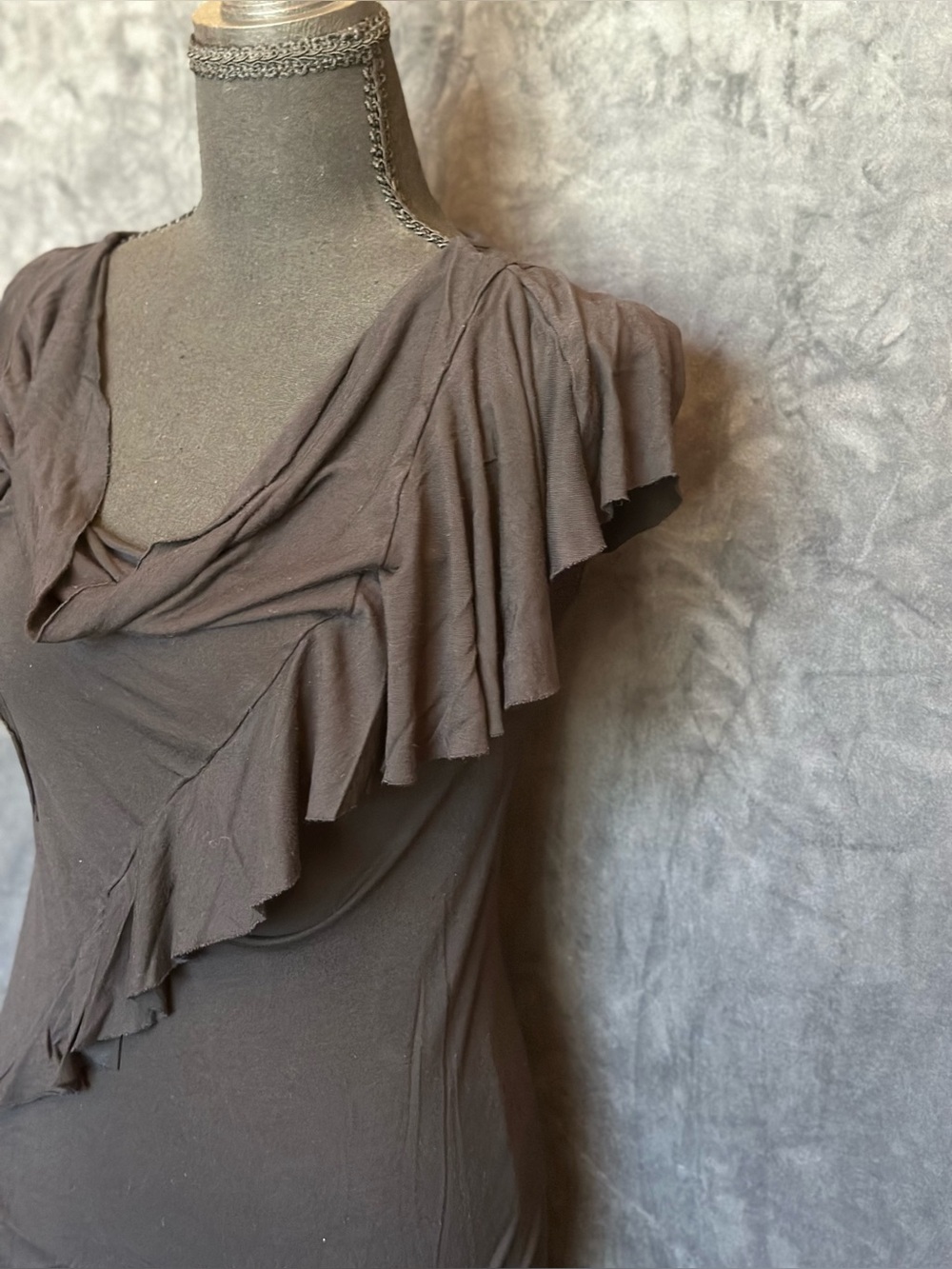 Women's Brown Ruffle-Detail Blouse